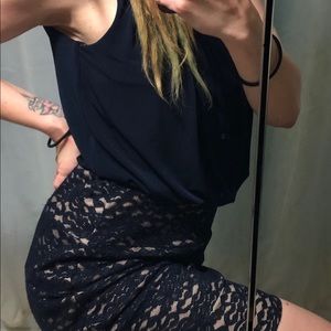 NWT Navy/Nude Lace Skirted Cocktail Dress Size 10